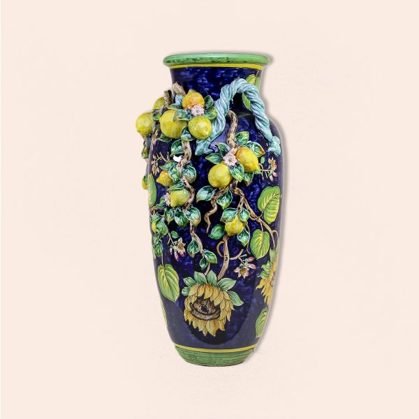 VASE WITH LEMONS. Design: Sunflower and lemons cm.80h